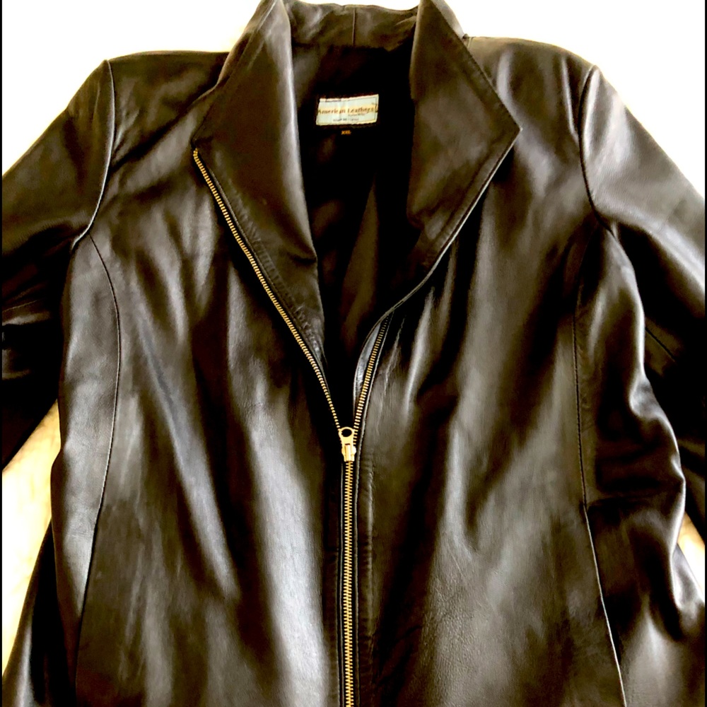 Butter leather black jacket off center zipper